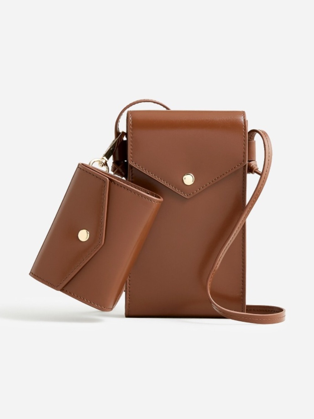 New J. Crew Gracie Brown Crossbody Phone Pouch with Detachable Card Case